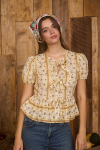 Yellow Tie-Front Blouse