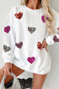 Valentines Sequin Heart Corded Pullover