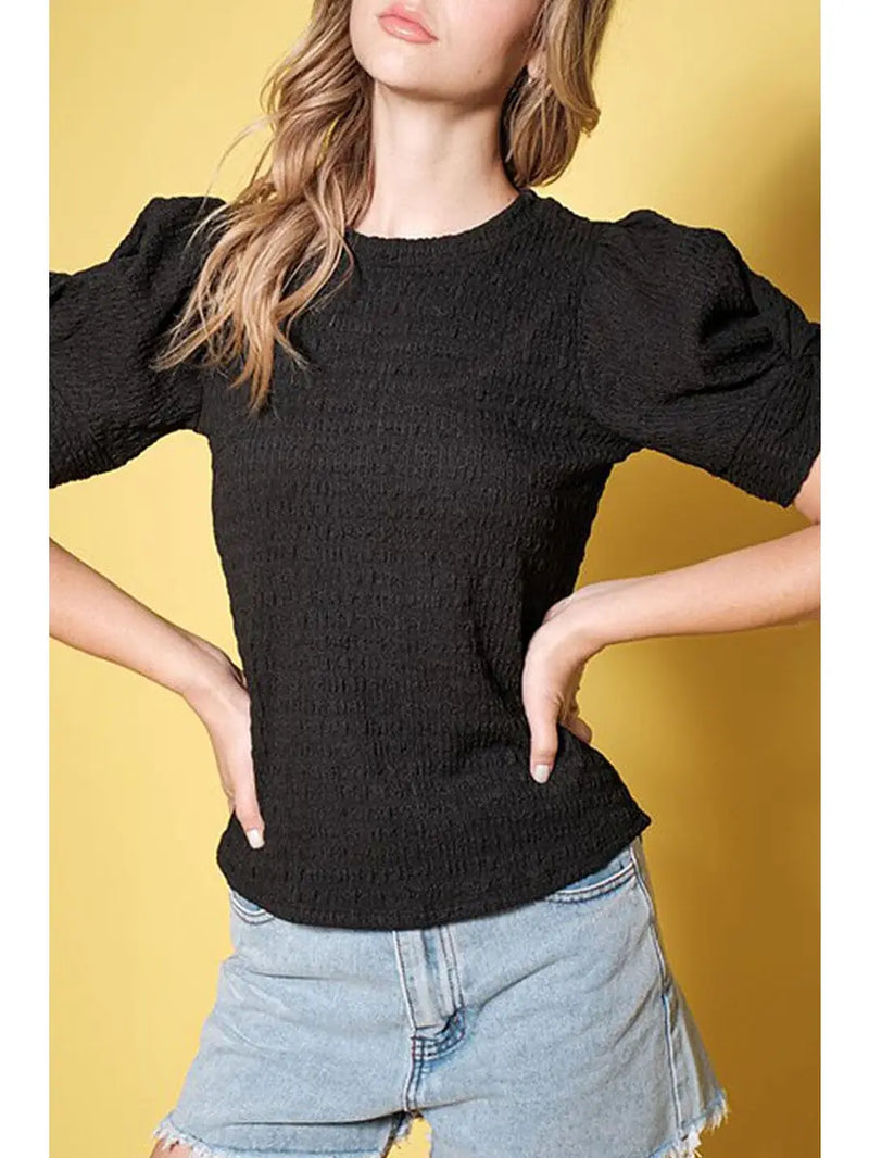 Puff Sleeve Textured Top