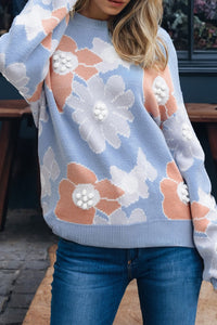 Blue Floral Sweater