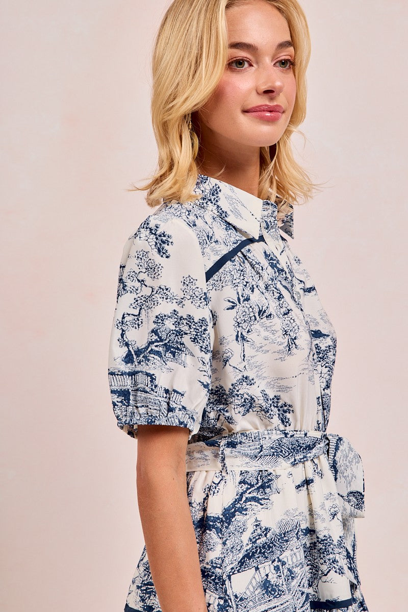 Blue Printed Dress