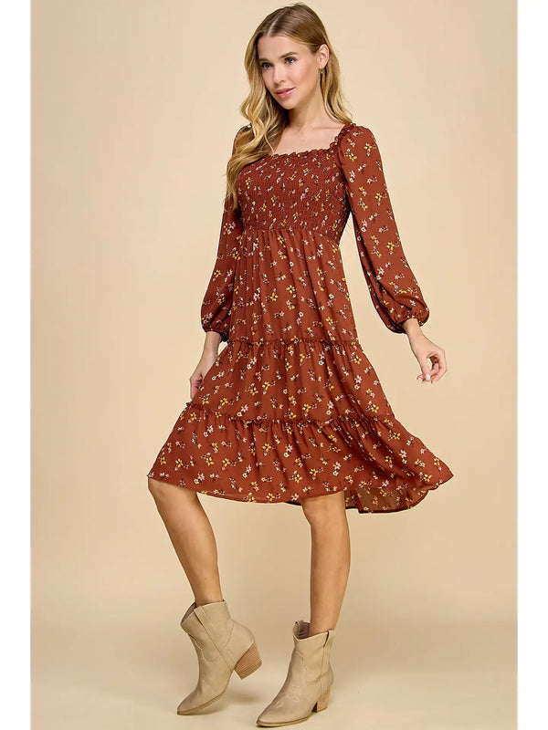 Brown Smocked Dress