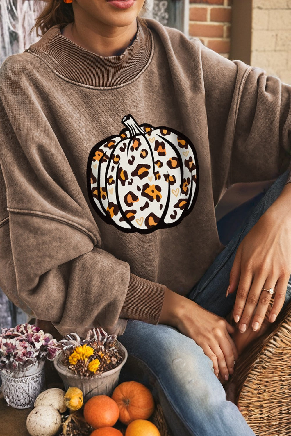 Drop Shoulder Pumpkin Sweatshirt