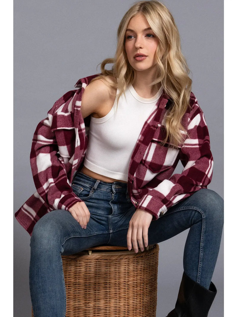 Burgandy Fleece Shacket