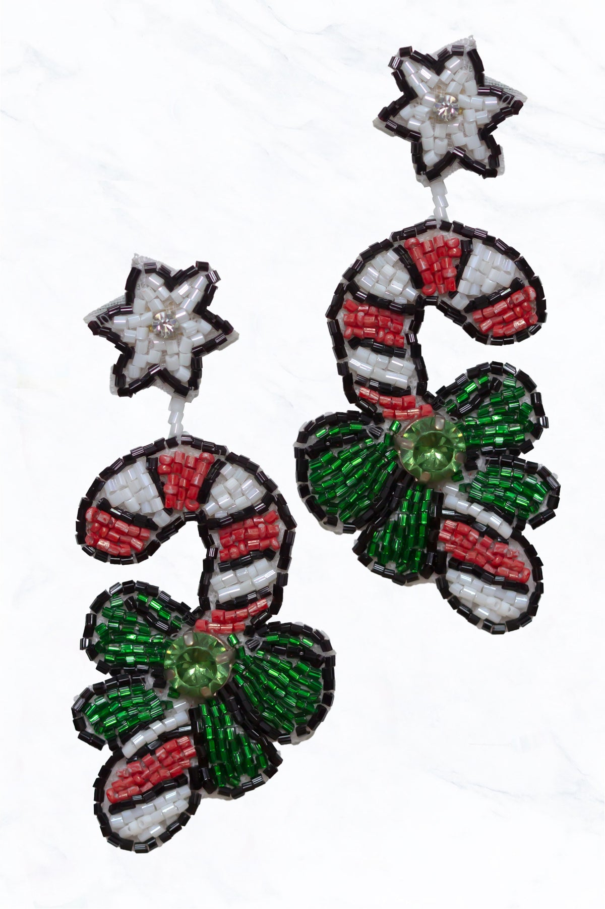 Beaded Candy Cane Earrings