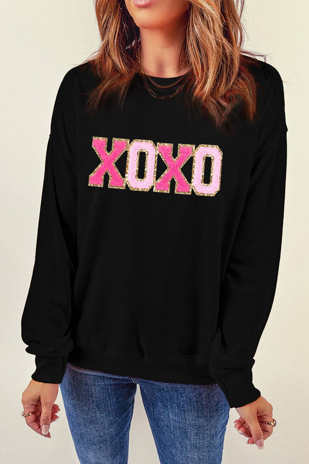 XOXO Drop Shoulder Pullover Sweatshirt