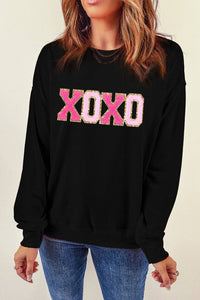 XOXO Drop Shoulder Pullover Sweatshirt
