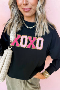 XOXO Drop Shoulder Pullover Sweatshirt