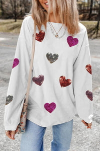 Valentines Sequin Heart Corded Pullover