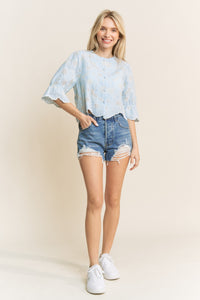 Embroidered Crochet Top