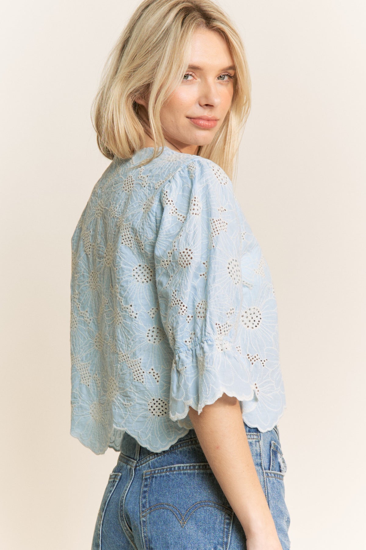 Embroidered Crochet Top