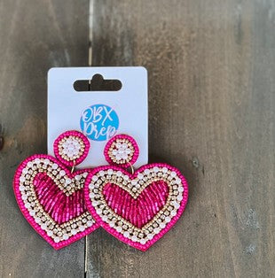 Beaded Heart Earrings