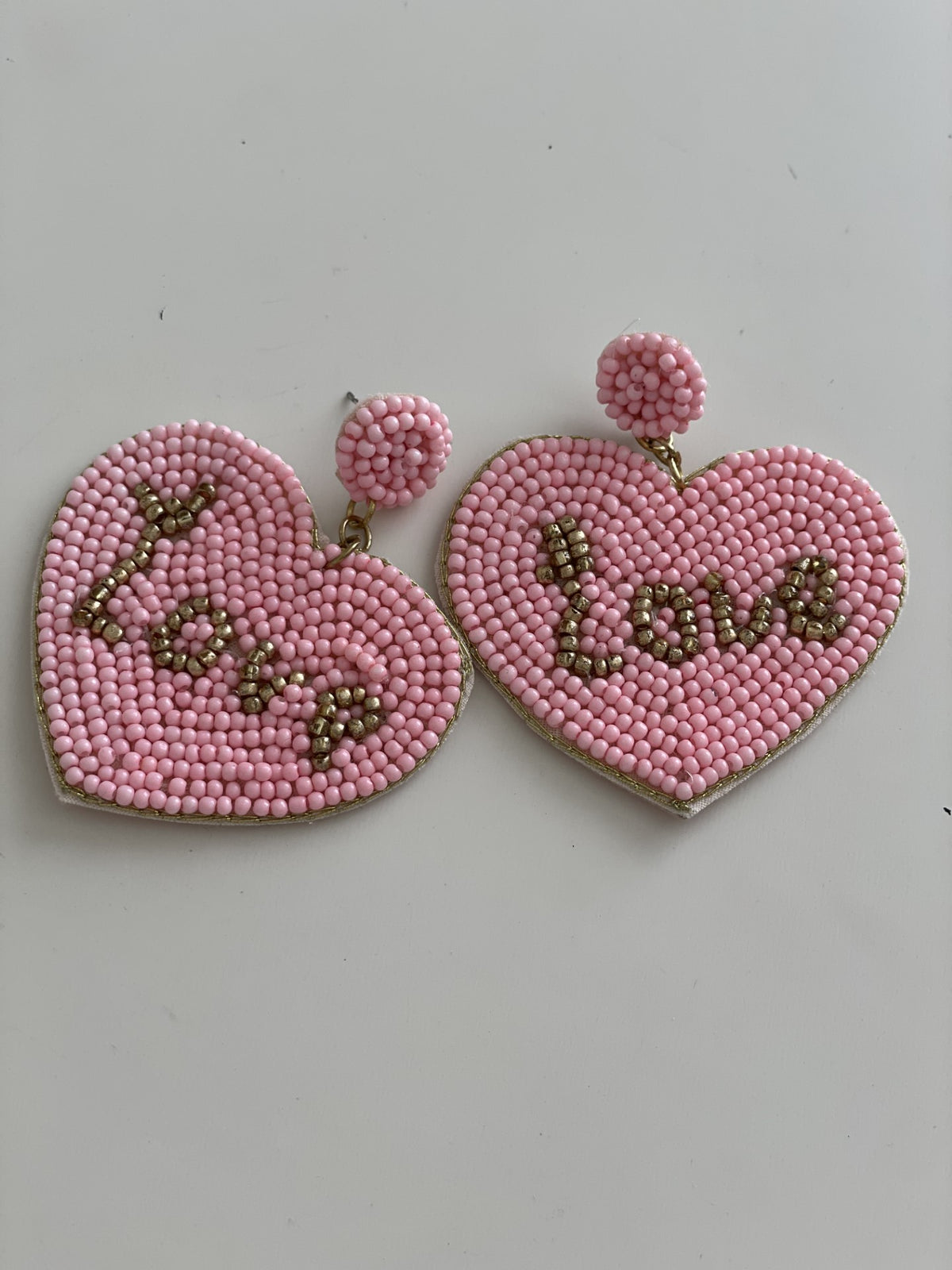 Felt-Back Pink Love Earrings
