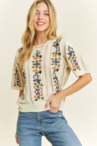 Floral Embroidery Pullover