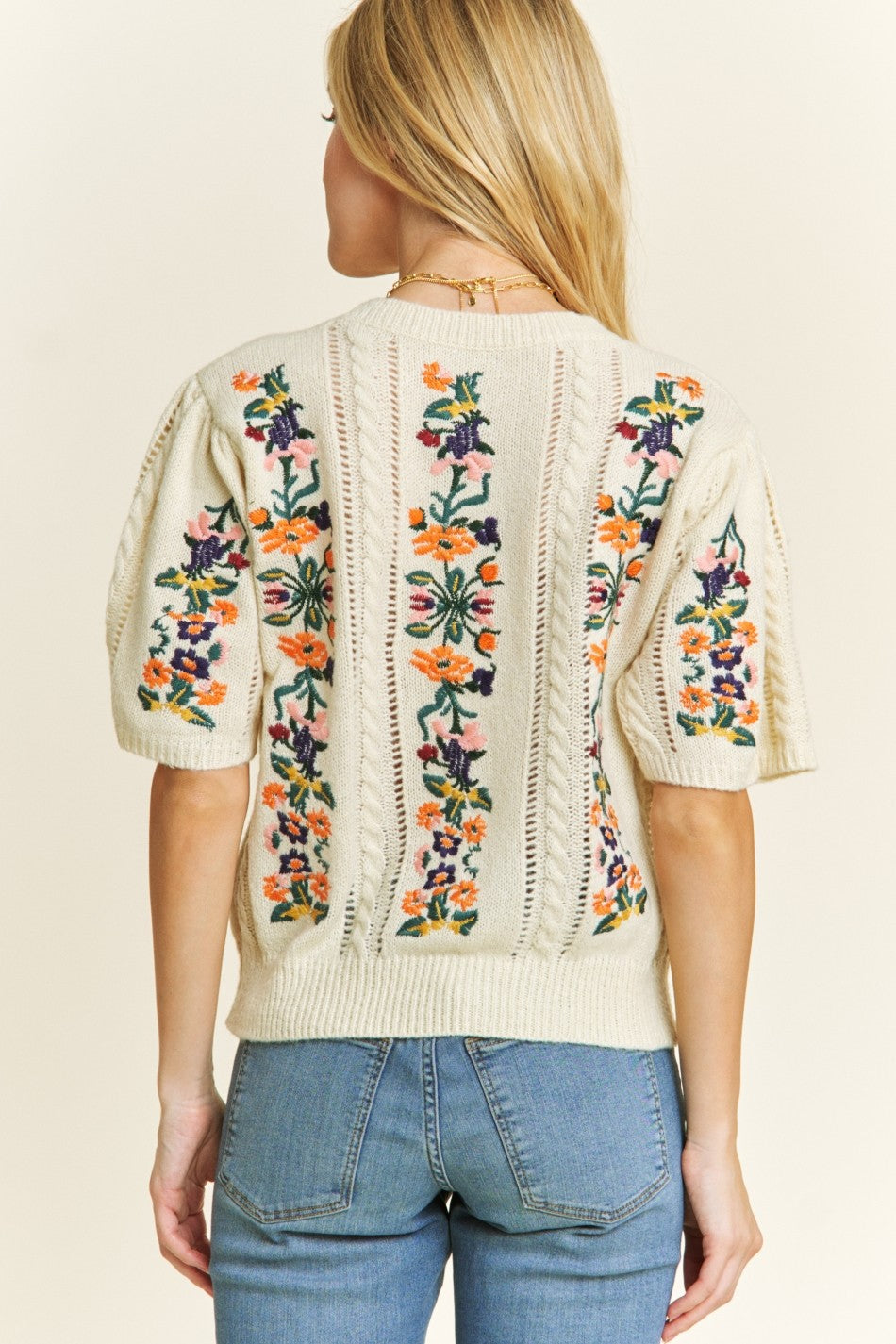 Floral Embroidery Pullover