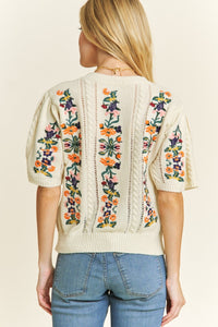 Floral Embroidery Pullover