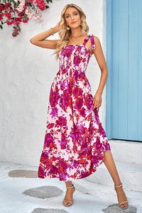 Tie-Shoulder Floral Dress