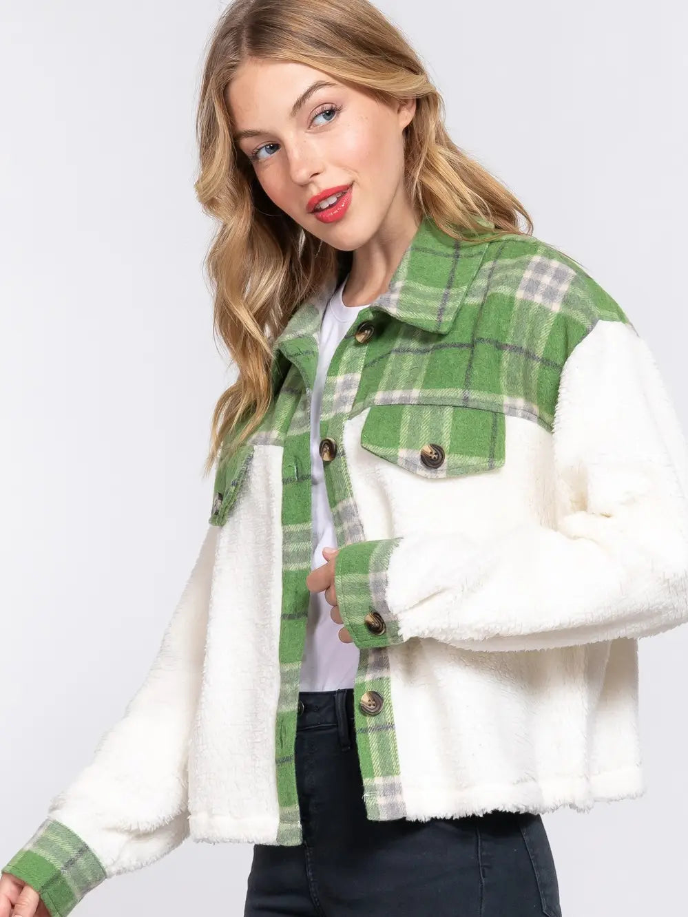 Faux Fur Plaid Jacket