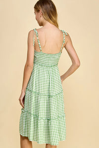 Gingham Tiered Midi Dress