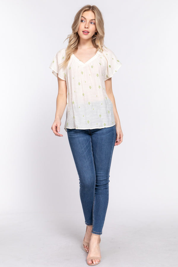 Ruffle Woven Top