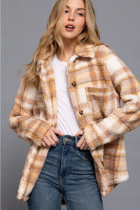 Oversized Mauve Plaid Fur