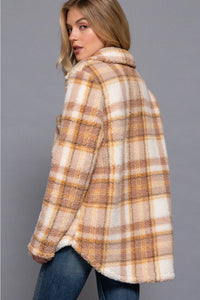 Oversized Mauve Plaid Fur