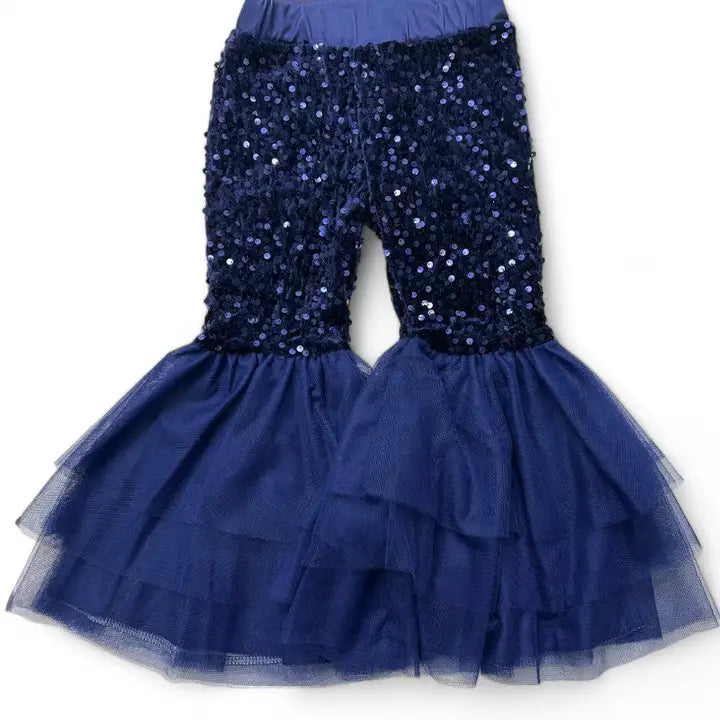 Sequin Bell Pants with Tulle Flare