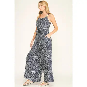 Navy Tie-Waist Jumpsuit