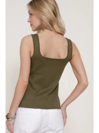 Olive Button Down Sweater Tank