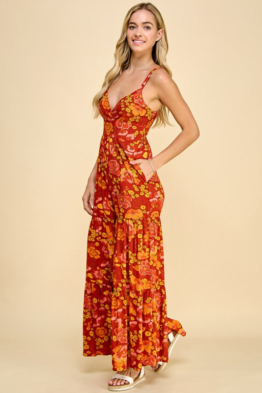 Red Wide-leg Jumpsuit