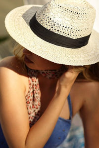 Panama Hat With Black Ribbon