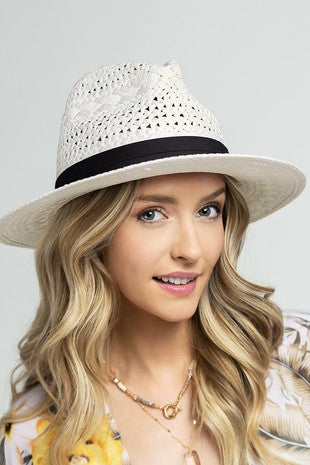 Panama Hat With Black Ribbon