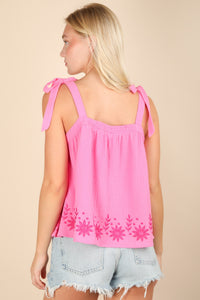 Pink Embroidered Tank