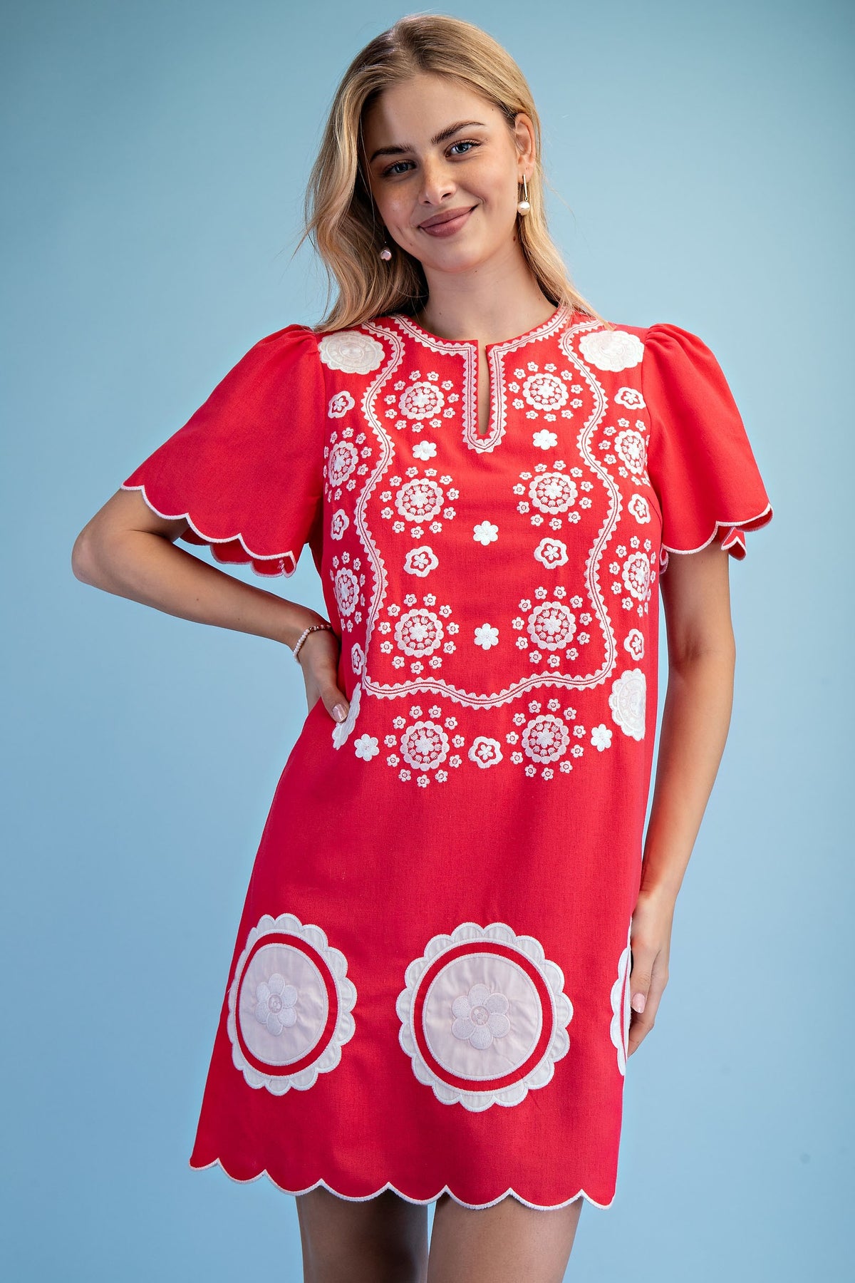 Embroidered Linen Dress