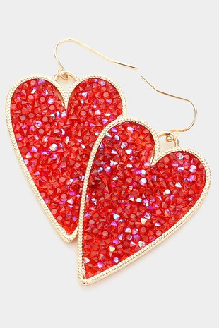 Red Dangle Heart Earrings