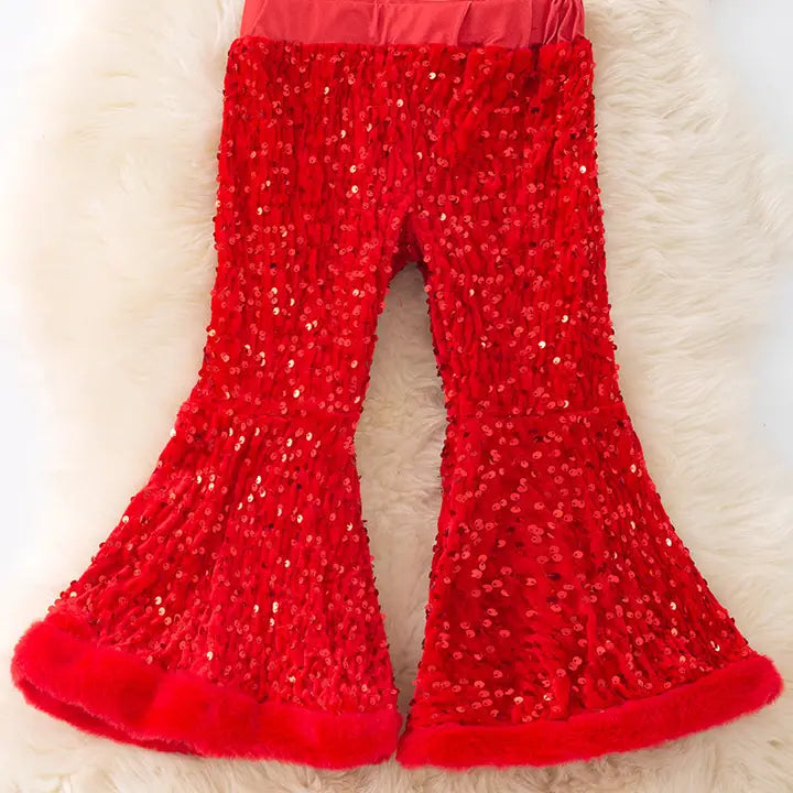 Sequin Bell Pants With Fur