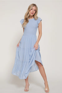 Ruffle Sleeve Smocked Dress