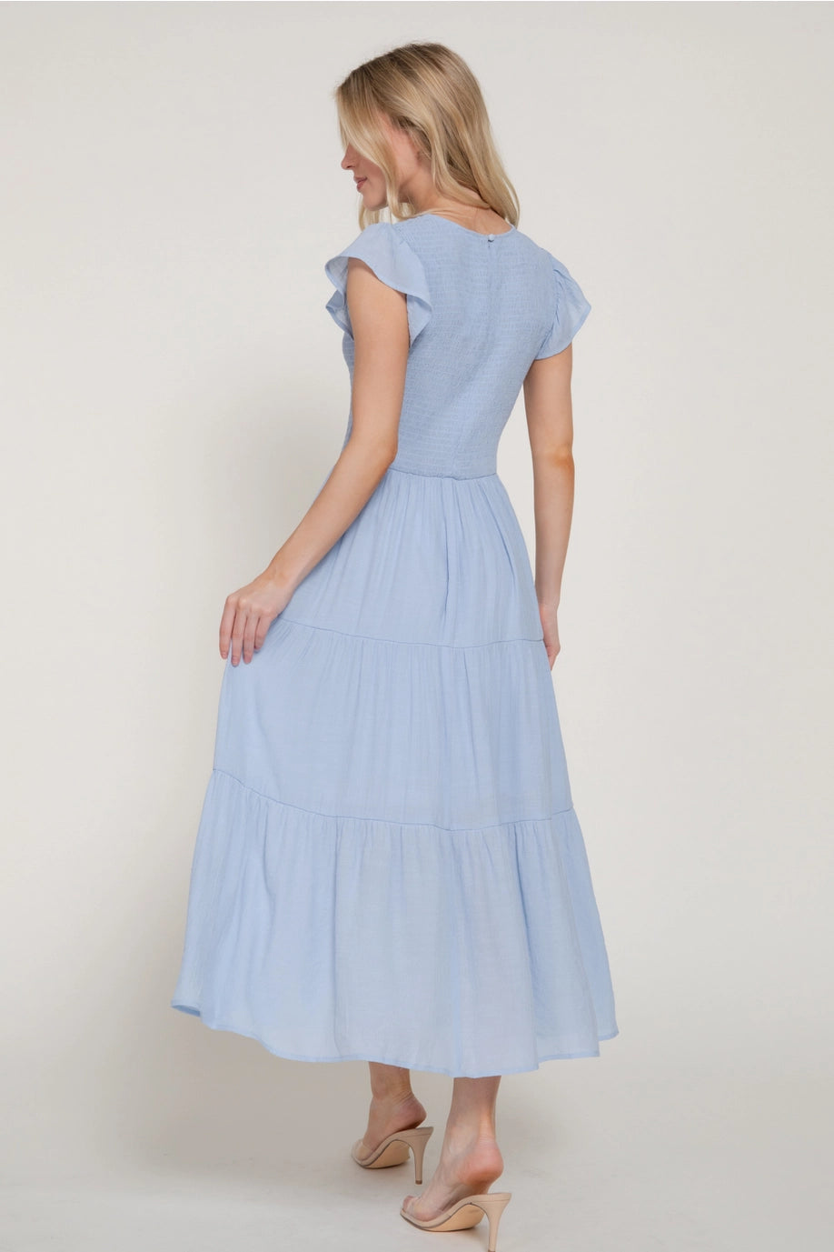 Ruffle Sleeve Smocked Dress