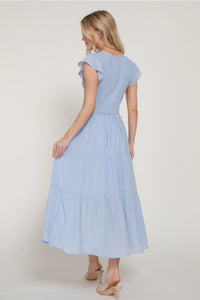 Ruffle Sleeve Smocked Dress