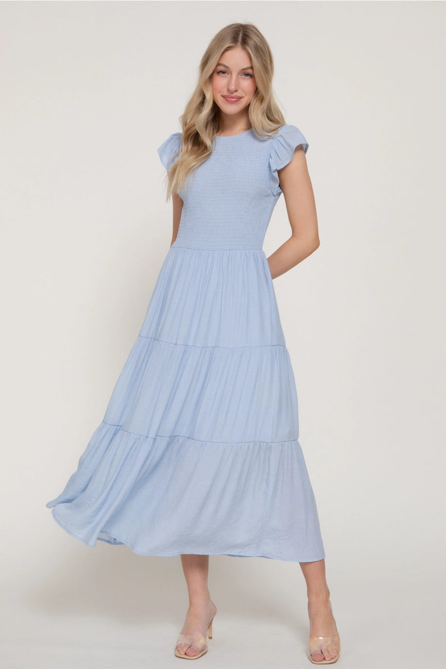 Ruffle Sleeve Smocked Dress
