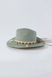 Green Hat w Seashell Strap