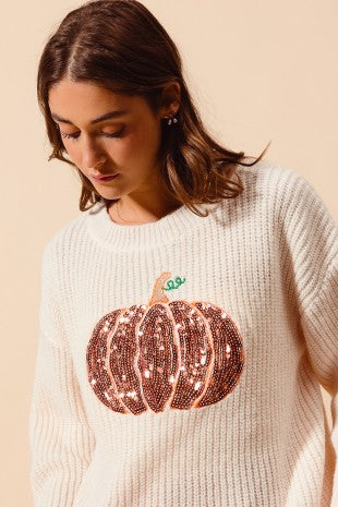 Sequin Pumpkin Sweater