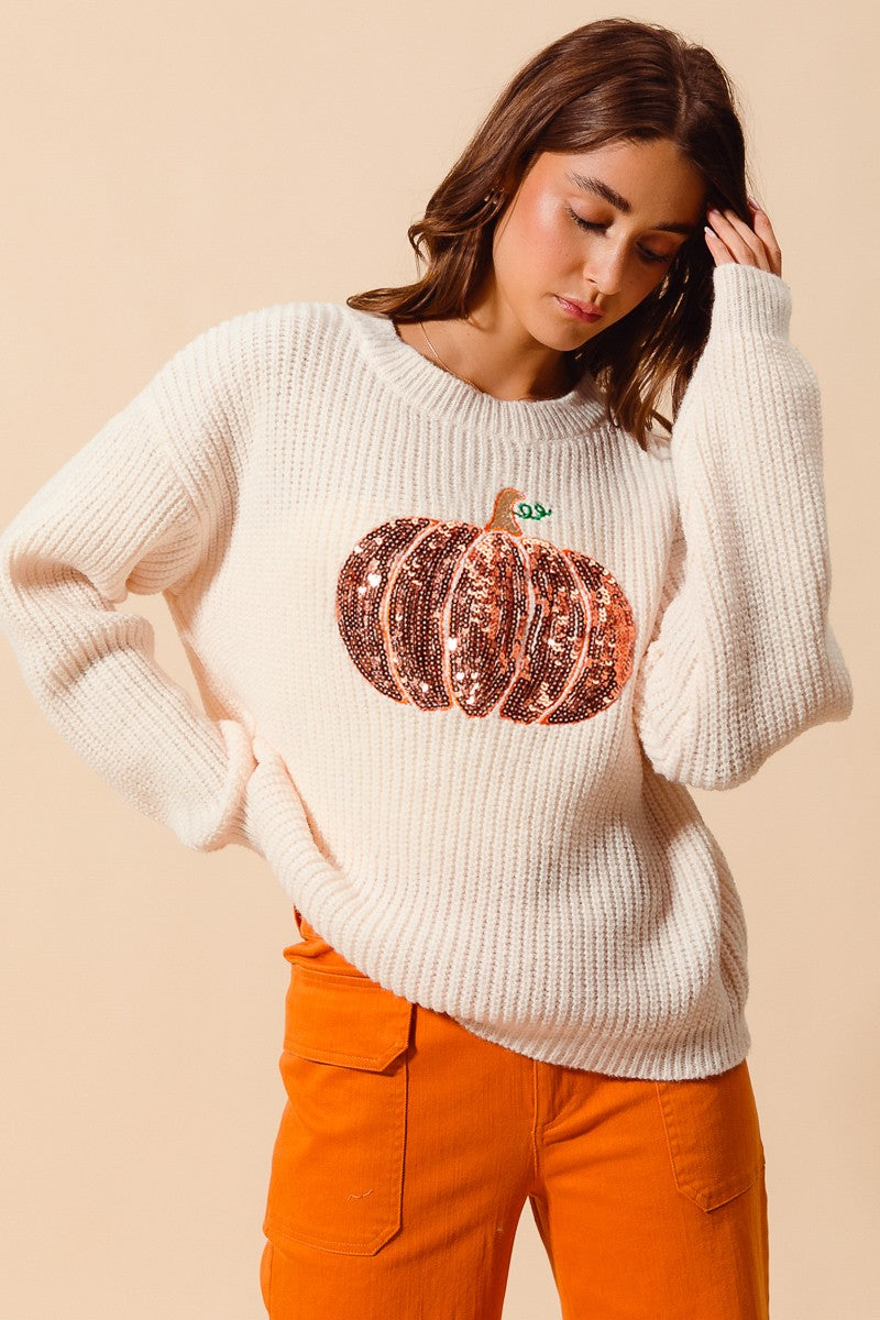 Sequin Pumpkin Sweater