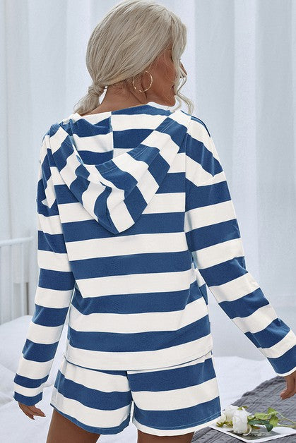 Blue Striped Loungewear Set