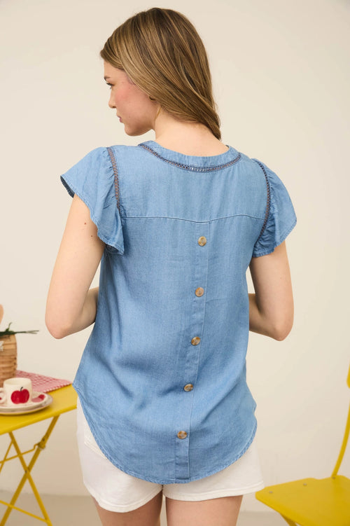 V-Neck Chambray Top