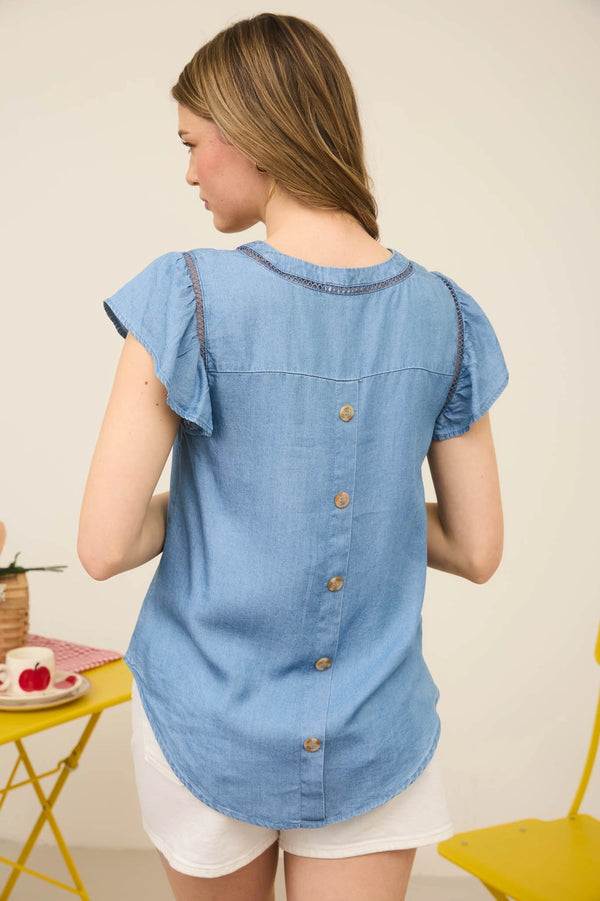 V-Neck Chambray Top