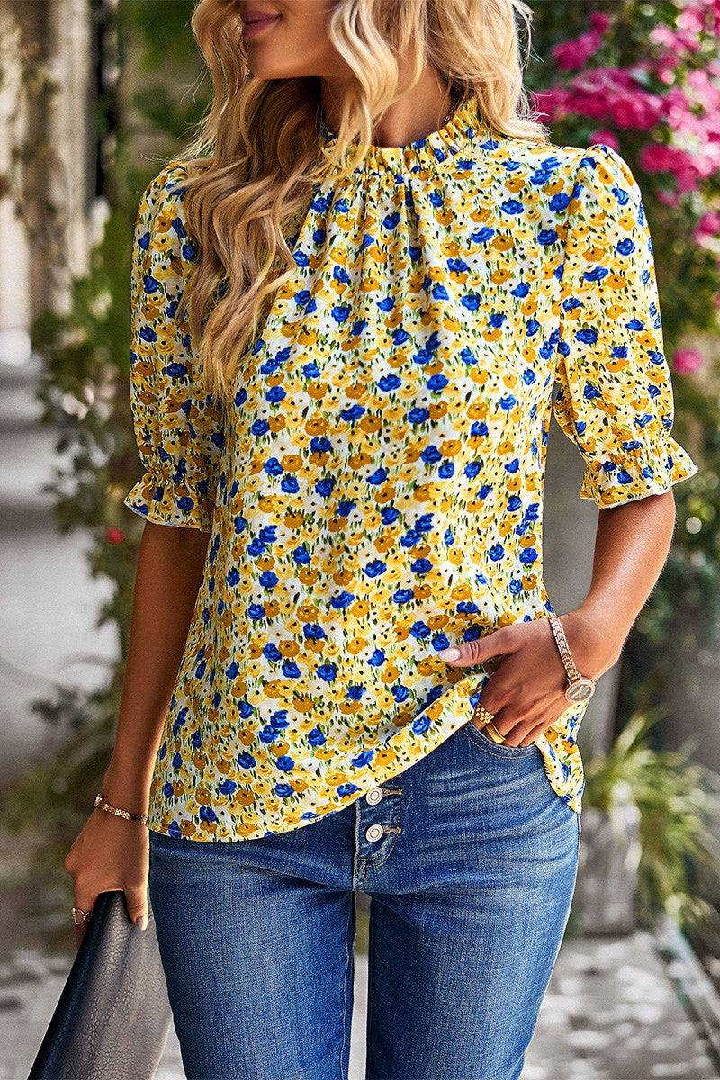 Floral Print Bohemian Blouse