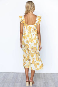 Yellow Floral Midi Dress