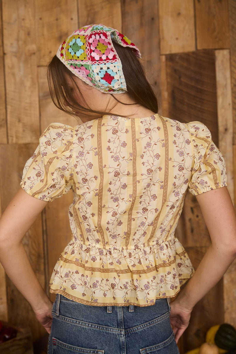 Yellow Tie-Front Blouse