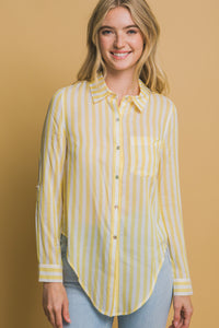 Striped Tie-Front Button-Down